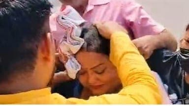 Indian Politician Anupama Jaiswal Targeted With Effigy During Women's Empowerment Event